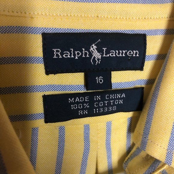 Ralph Lauren Stripped Shirt Yellow 16 - Picture 4 of 5